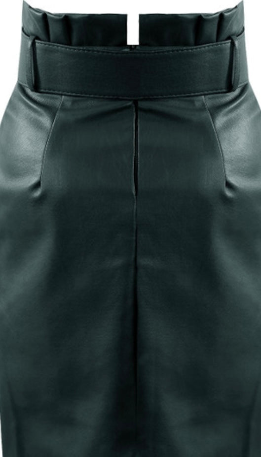 Green belted leather clearance skirt