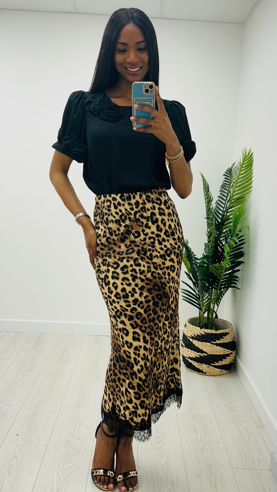 Best leopard print midi skirt best sale